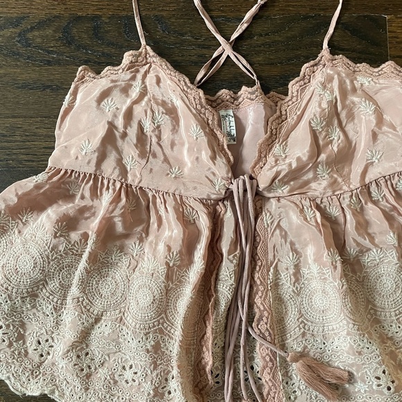 Free People Jenna Embroidered Cami In Pale Rose small - Picture 9 of 10
